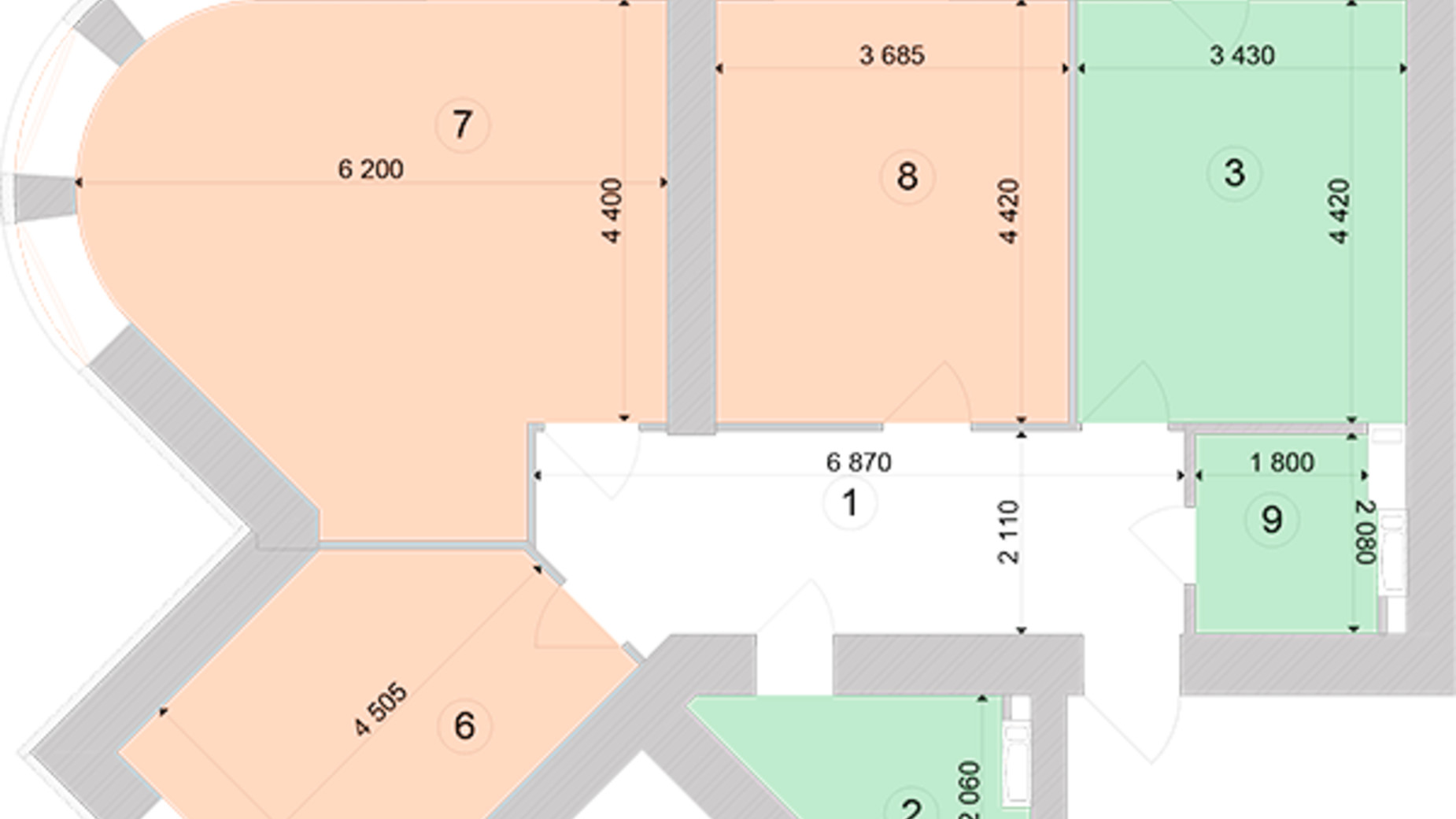 Планировка 3-комнатной квартиры в ЖК Голосеевская Долина 96.8 м², фото 295342