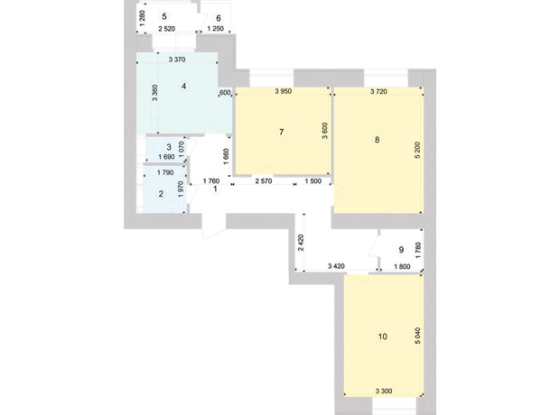 ЖК Голосеевская Долина: планировка 3-комнатной квартиры 91.2 м²