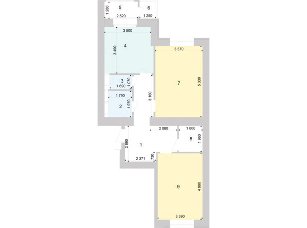 ЖК Голосеевская Долина: планировка 2-комнатной квартиры 76.92 м²