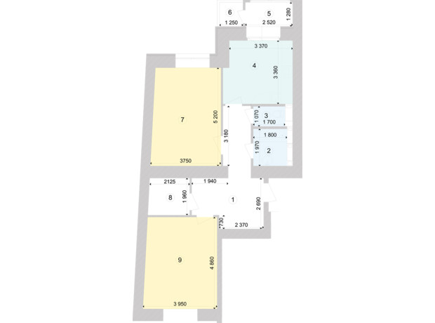 ЖК Голосеевская Долина: планировка 2-комнатной квартиры 75.32 м²