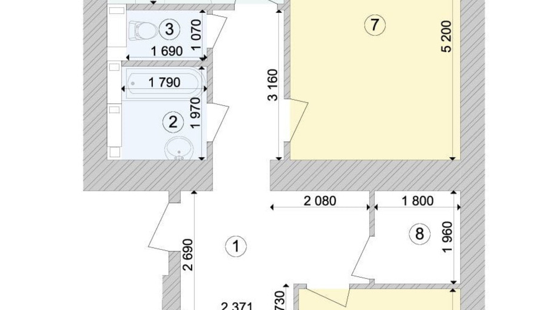 Планування 2-кімнатної квартири в ЖК Голосіївська Долина 72.54 м², фото 295352