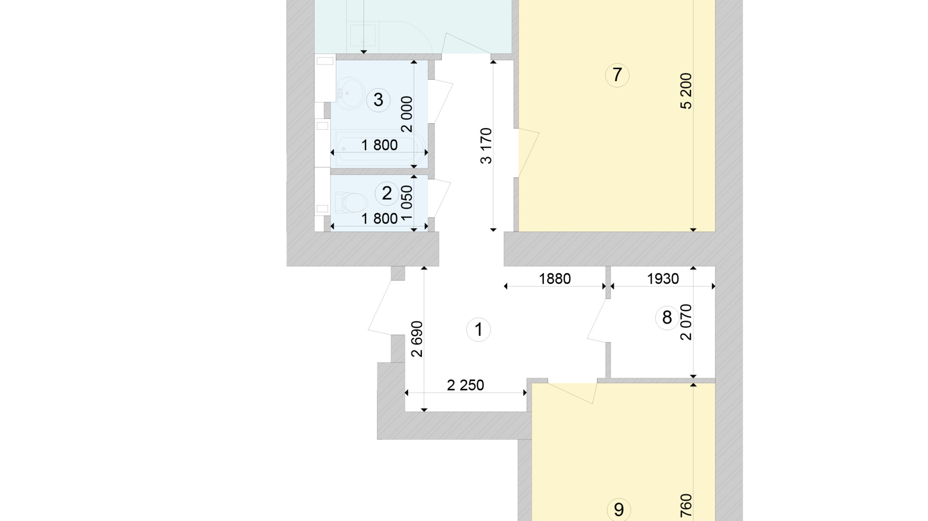 Планировка 2-комнатной квартиры в ЖК Голосеевская Долина 72.31 м², фото 295355