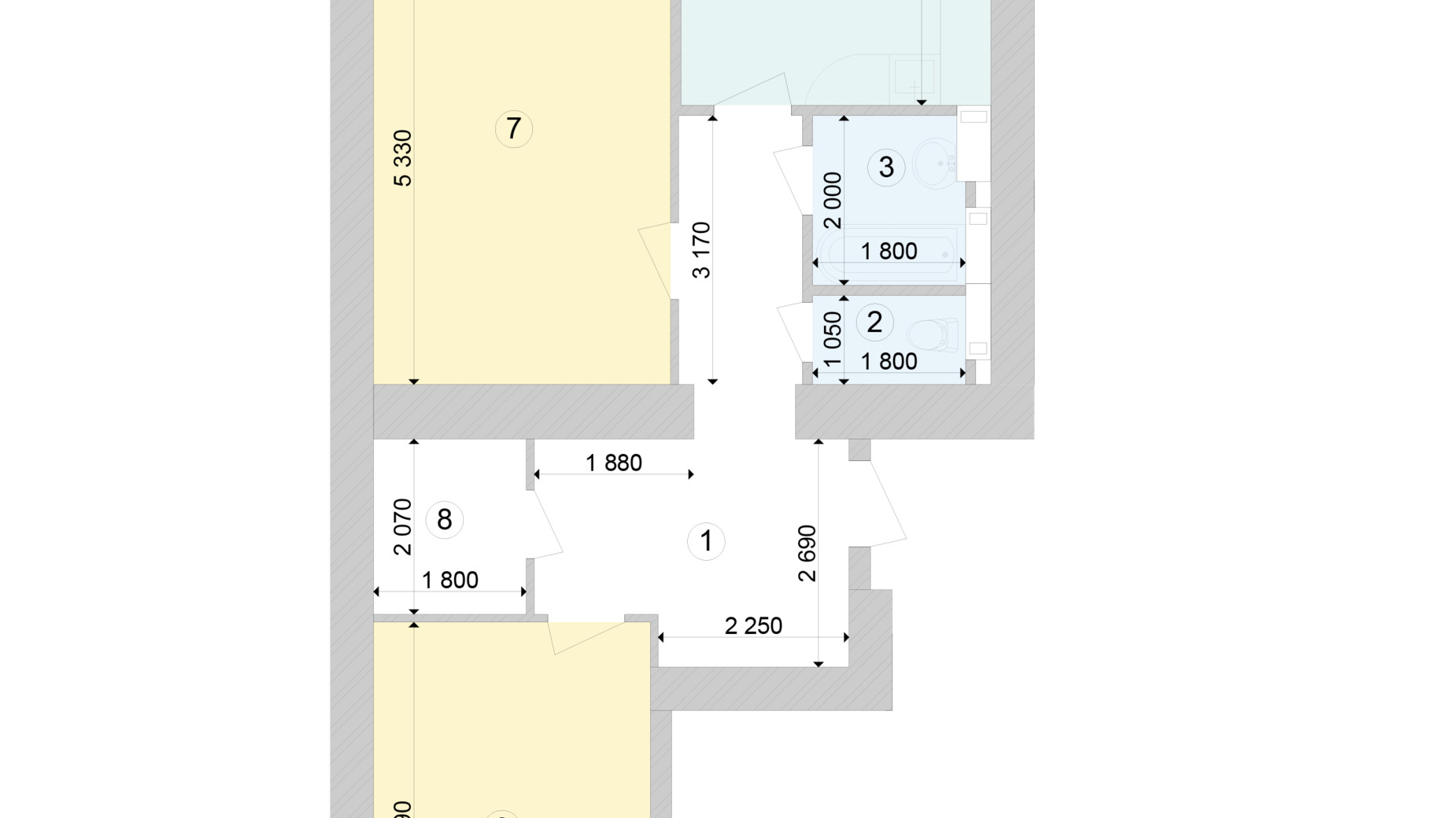 Планування 2-кімнатної квартири в ЖК Голосіївська Долина 80.15 м², фото 295356