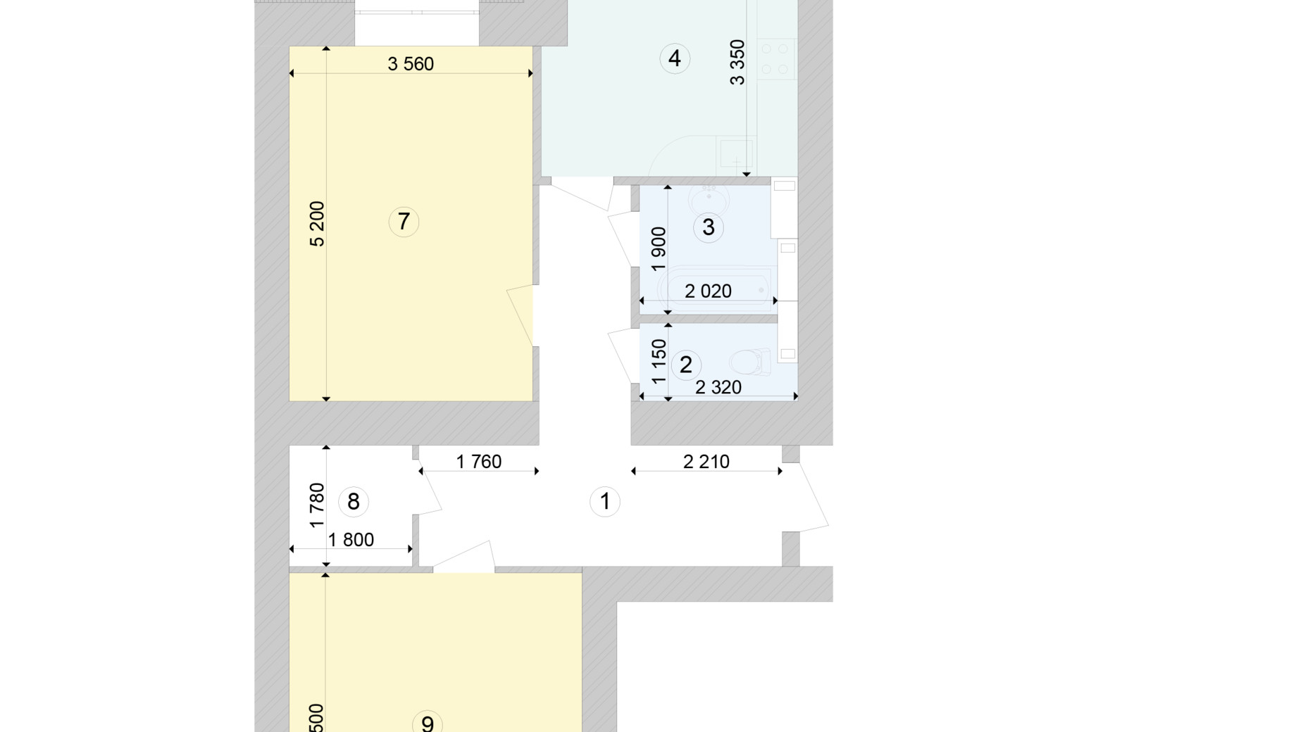 Планування 2-кімнатної квартири в ЖК Голосіївська Долина 75.32 м², фото 295358