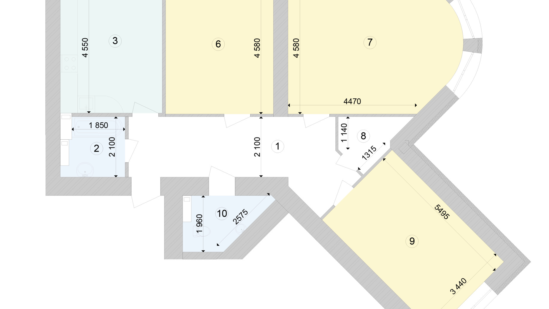 Планировка 3-комнатной квартиры в ЖК Голосеевская Долина 107.7 м², фото 295384