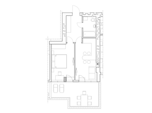 ЖК Parkova Oselya Terrace: планування 1-кімнатної квартири 40.29 м²