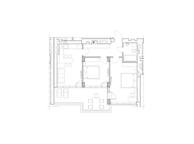 ЖК Parkova Oselya Terrace: планування 2-кімнатної квартири 55.1 м²
