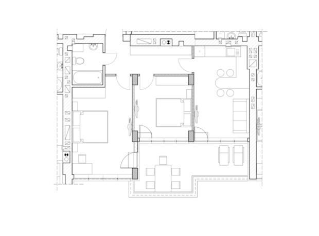 ЖК Parkova Oselya Terrace: планування 2-кімнатної квартири 55.27 м²