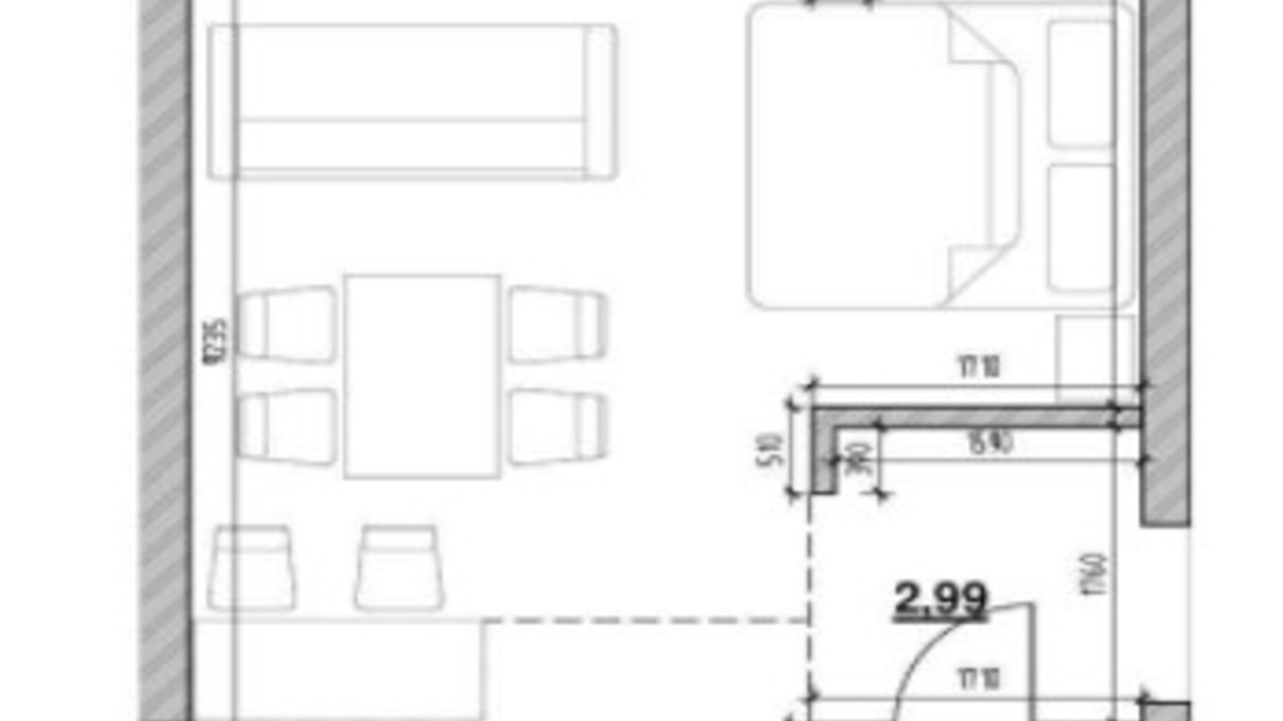 Планування апартаментів в ЖК Америка 45.31 м², фото 296129