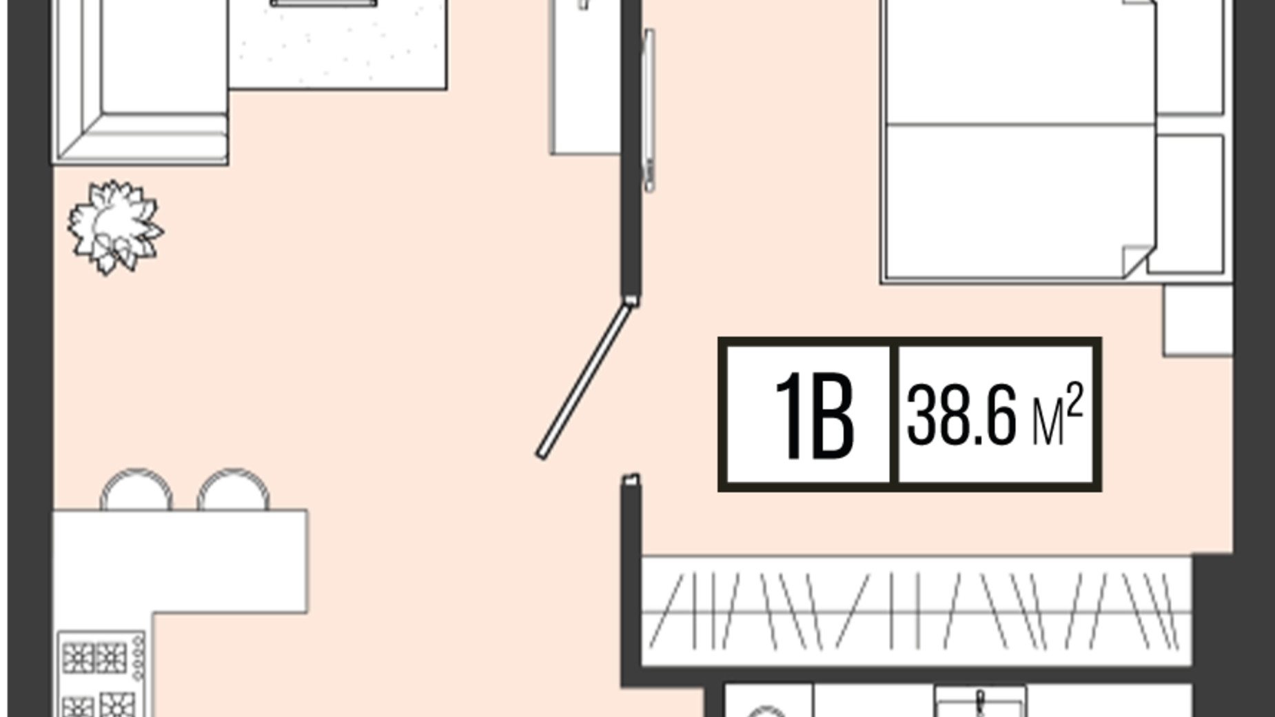 Планування 1-кімнатної квартири в ЖК Mont Blan 38.6 м², фото 296242