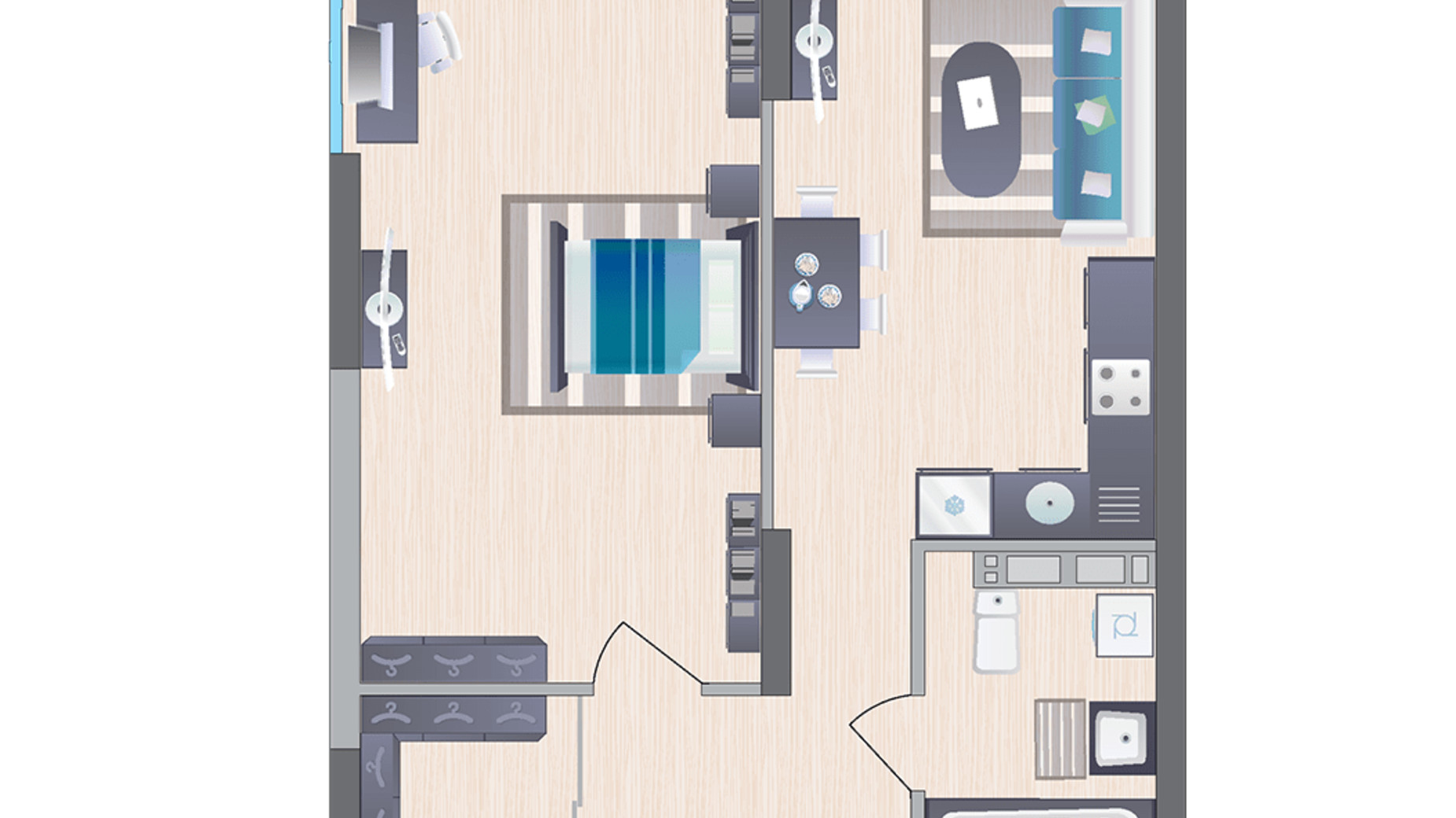 Планировка 1-комнатной квартиры в ЖК Symbol 50.45 м², фото 296423