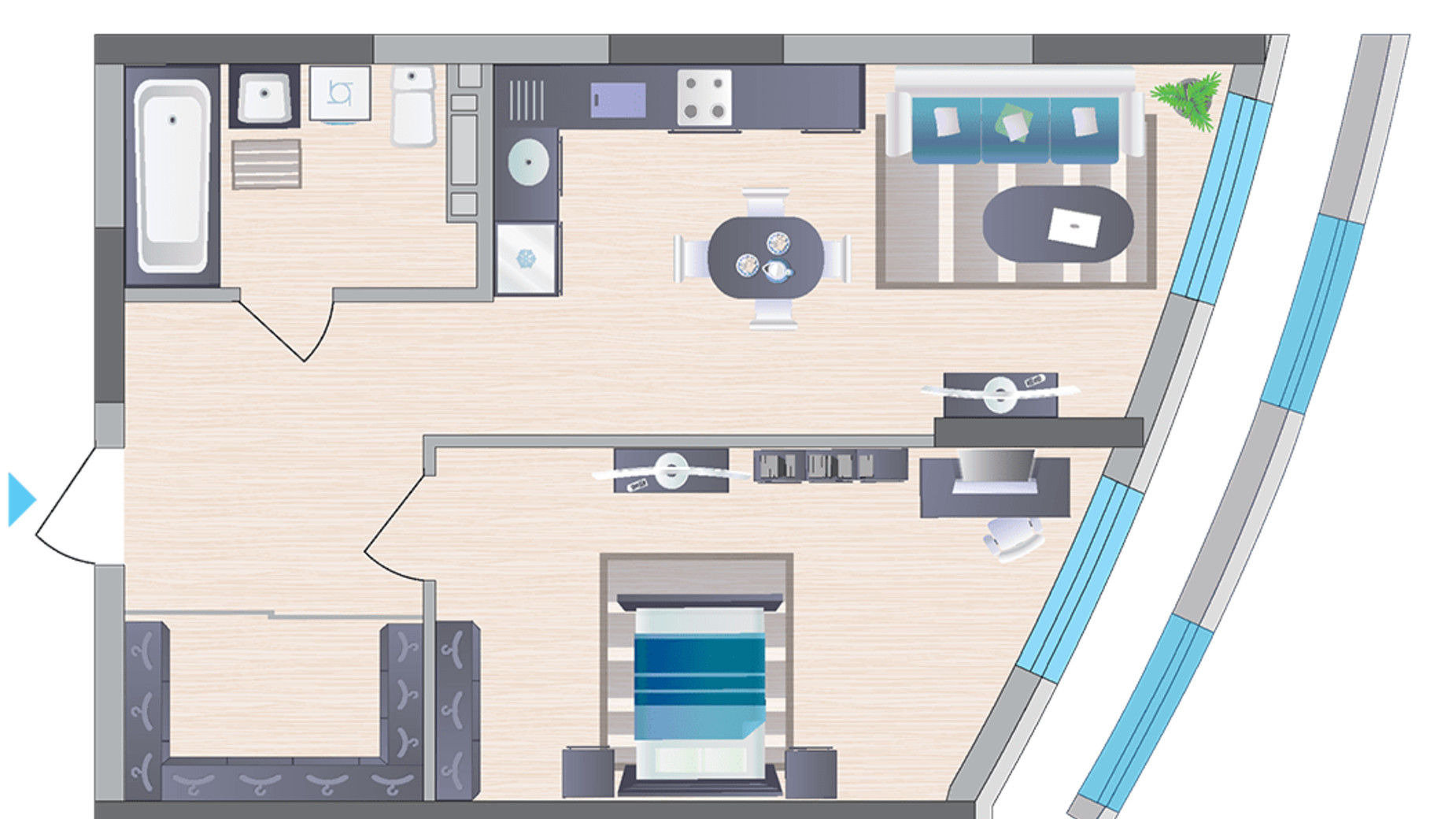 Планування 1-кімнатної квартири в ЖК Symbol 51.93 м², фото 296425