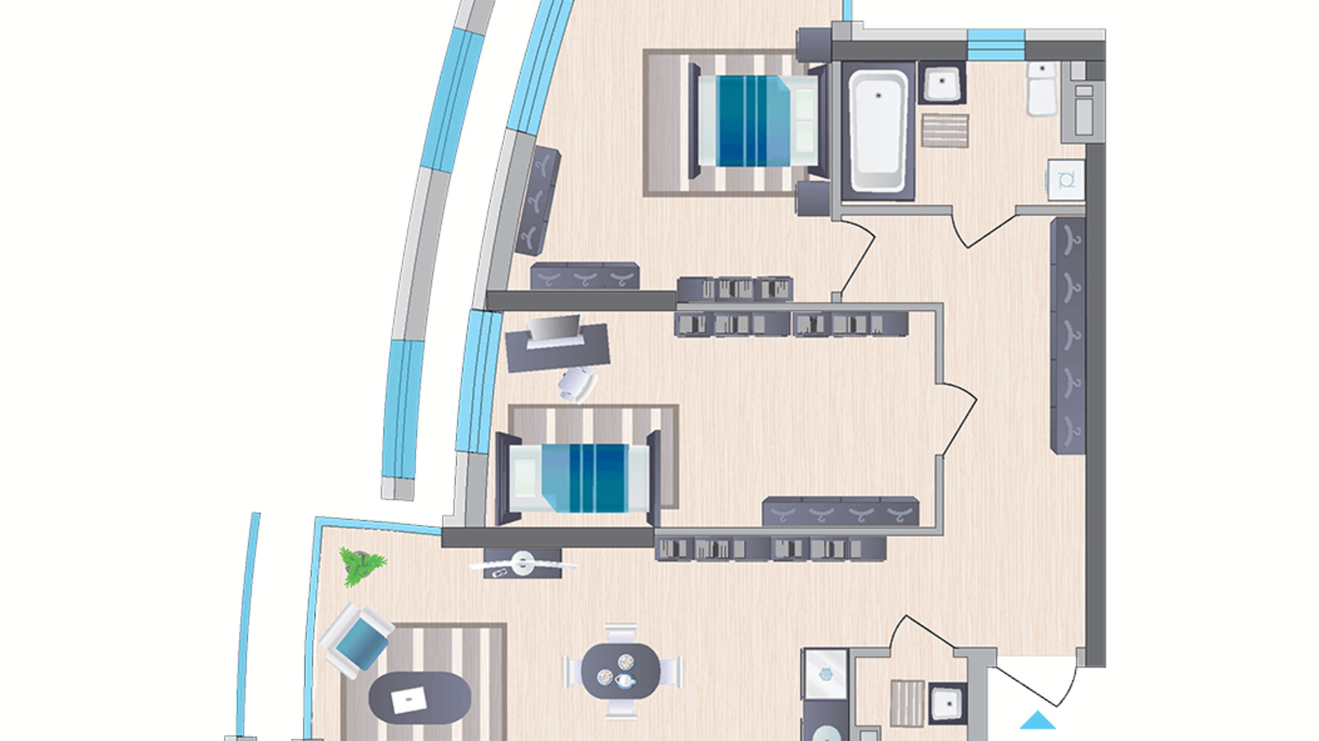 Планування 2-кімнатної квартири в ЖК Symbol 77.05 м², фото 296432