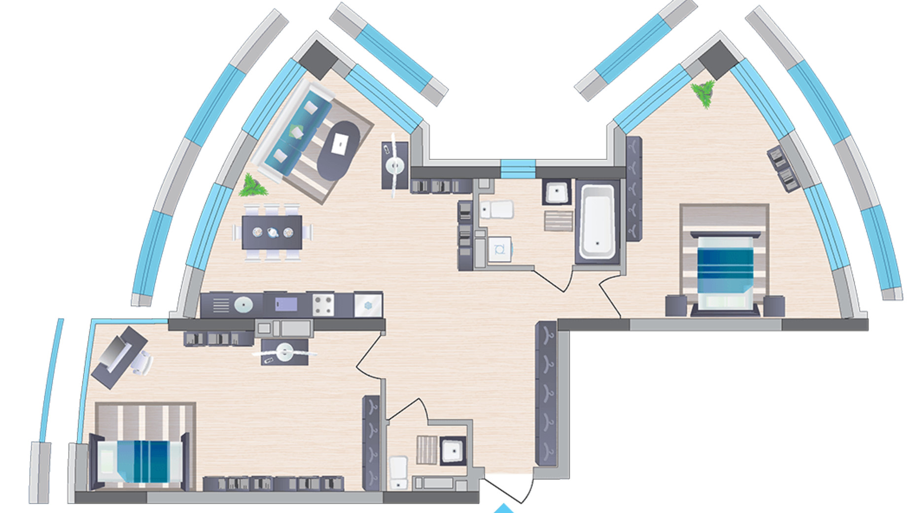 Планировка 2-комнатной квартиры в ЖК Symbol 79.45 м², фото 296433