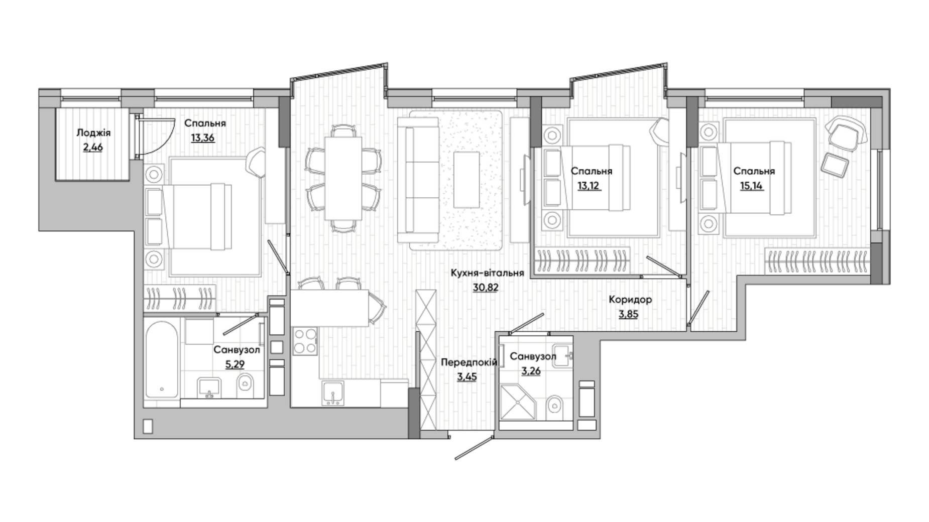 Планировка 2-комнатной квартиры в ЖК Lucky Land 78.68 м², фото 296438