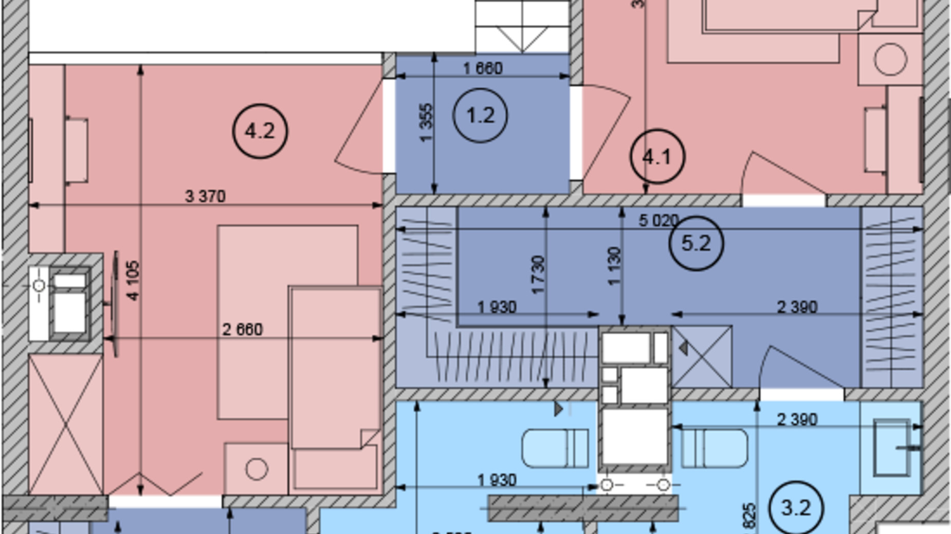 Планування багато­рівневої квартири в ЖК White Lines 99.12 м², фото 296743