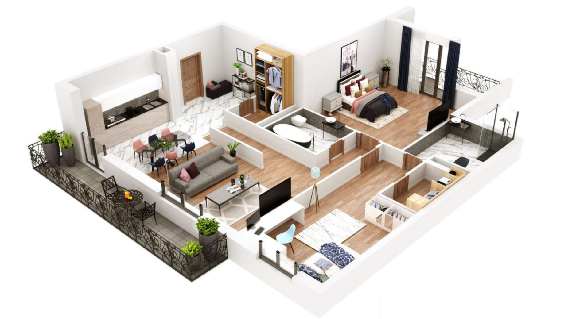 Планування 3-кімнатної квартири в КБ Корона Ренесансу 131.4 м², фото 297259