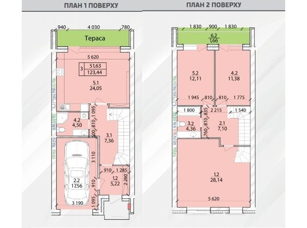 Таунхаус Eurovillage: планировка 3-комнатной квартиры 132 м²