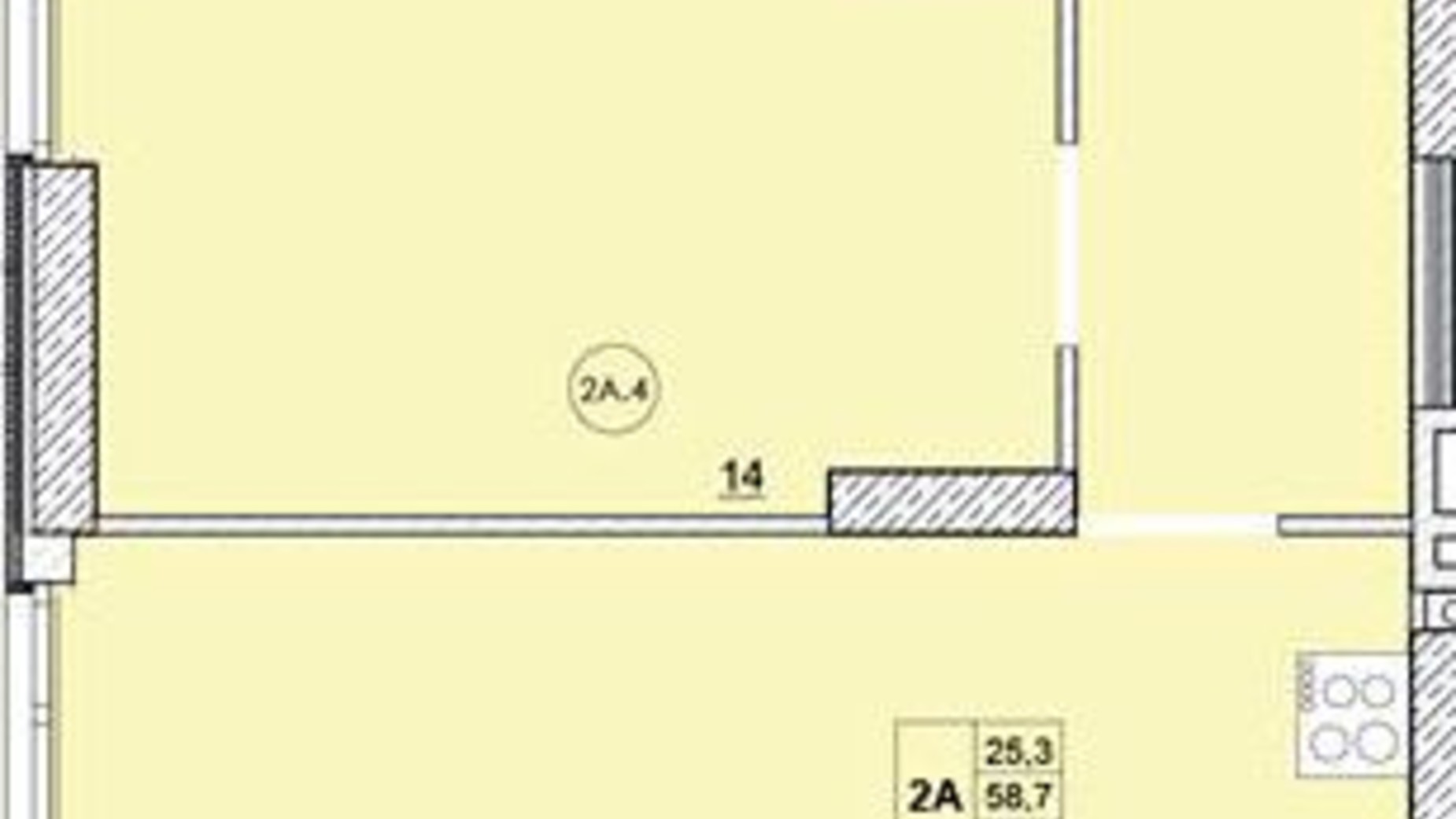 Планировка 2-комнатной квартиры в ЖК Масаны Сити 60.9 м², фото 297428