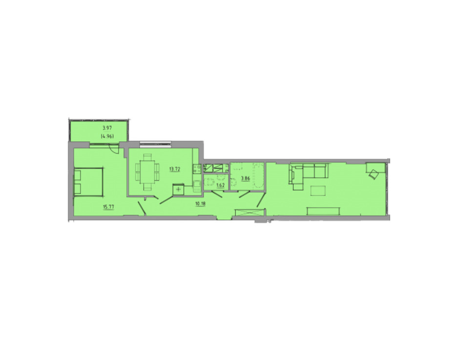 Планировка 2-комнатной квартиры в ЖК Централ Холл 74.7 м², фото 297590 Планировка 2-комнатной квартиры в ЖК Централ Холл 74.7 м², фото 297590