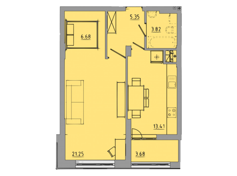 Планування 1-кімнатної квартири в ЖК Централ Хол 54.2 м², фото 297592 Планування 1-кімнатної квартири в ЖК Централ Хол 54.2 м², фото 297592