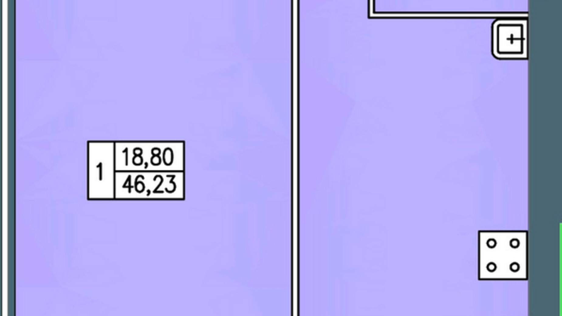 Планування 1-кімнатної квартири в ЖК Барбарис 46.23 м², фото 297695