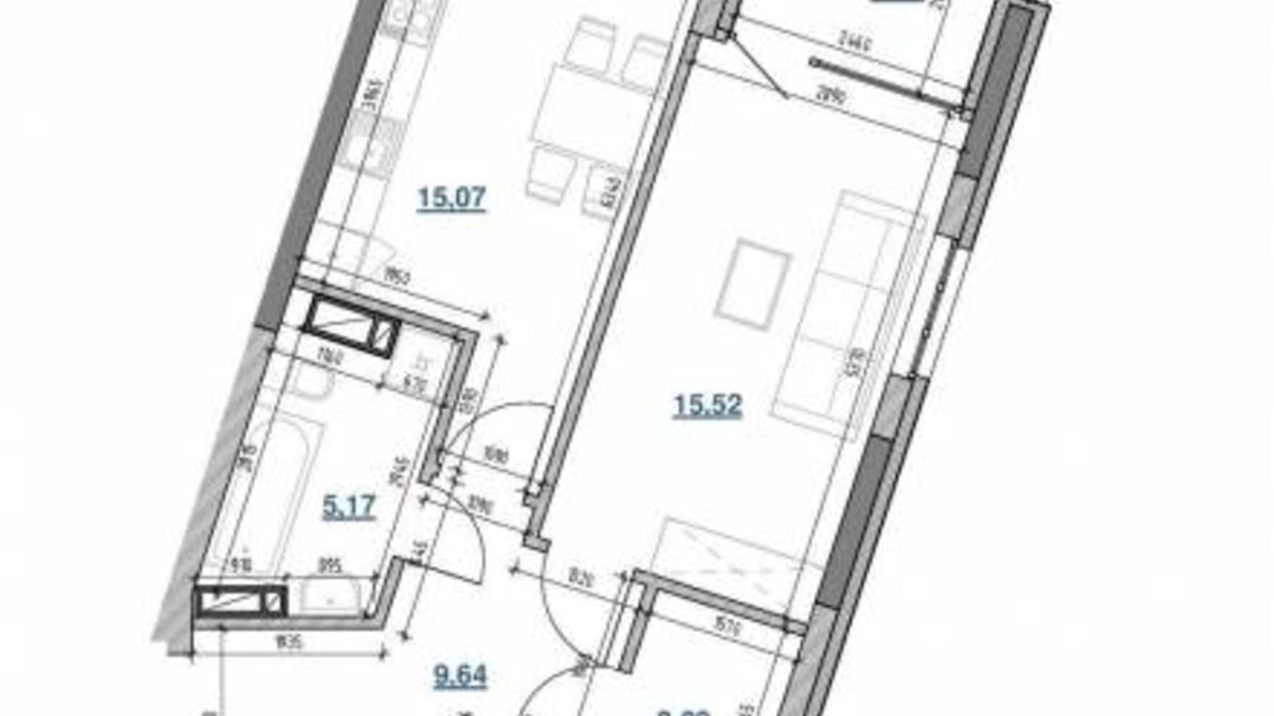 Планировка 1-комнатной квартиры в ЖК Берег Днепра 53.04 м², фото 298393