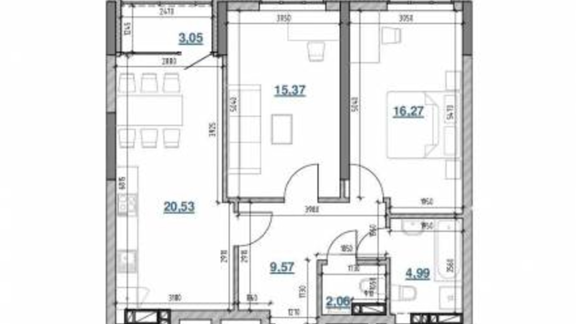 Планування багато­рівневої квартири в ЖК Берег Дніпра 71.84 м², фото 298397