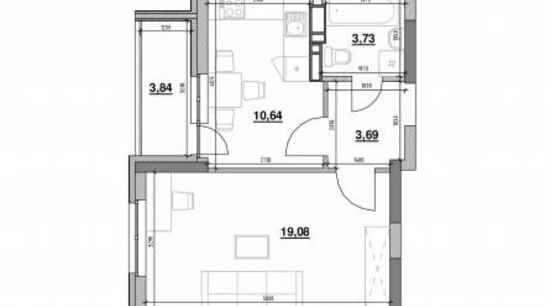 Планировка 1-комнатной квартиры в ЖК Ok'Land 40.98 м², фото 298405