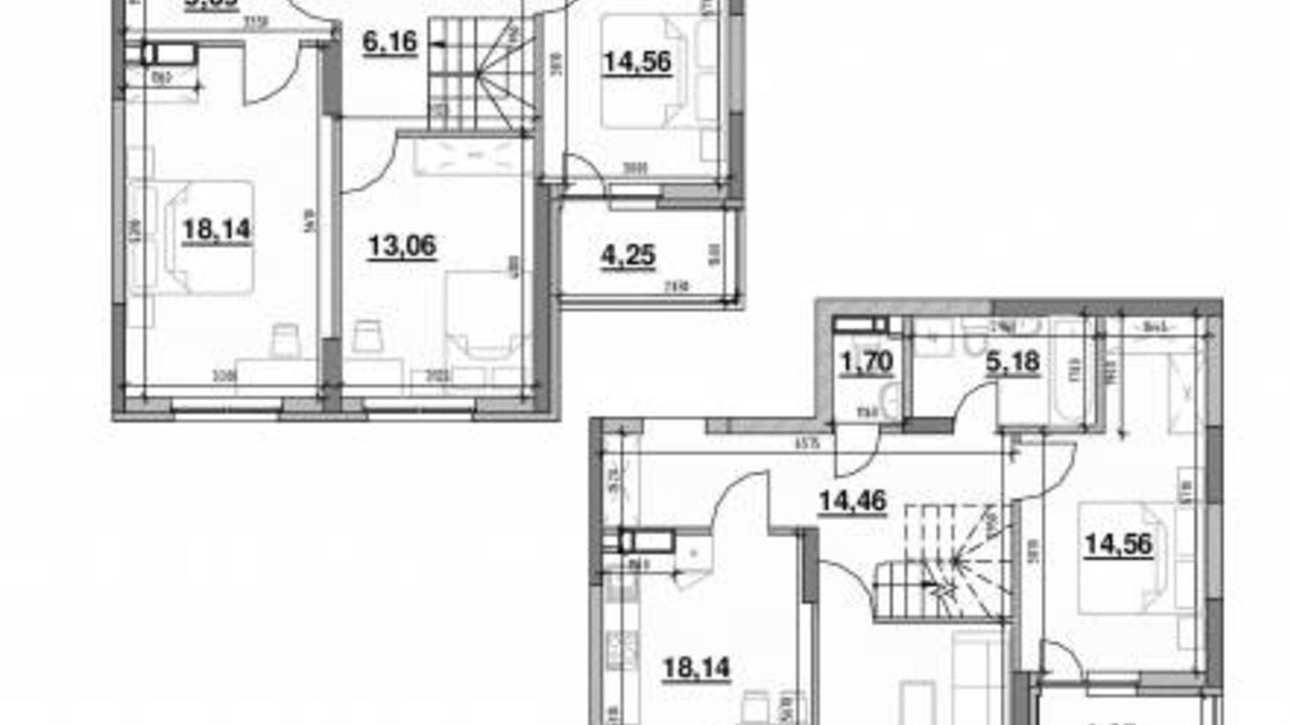 Планування багато­рівневої квартири в ЖК Ok'Land 139.49 м², фото 298423