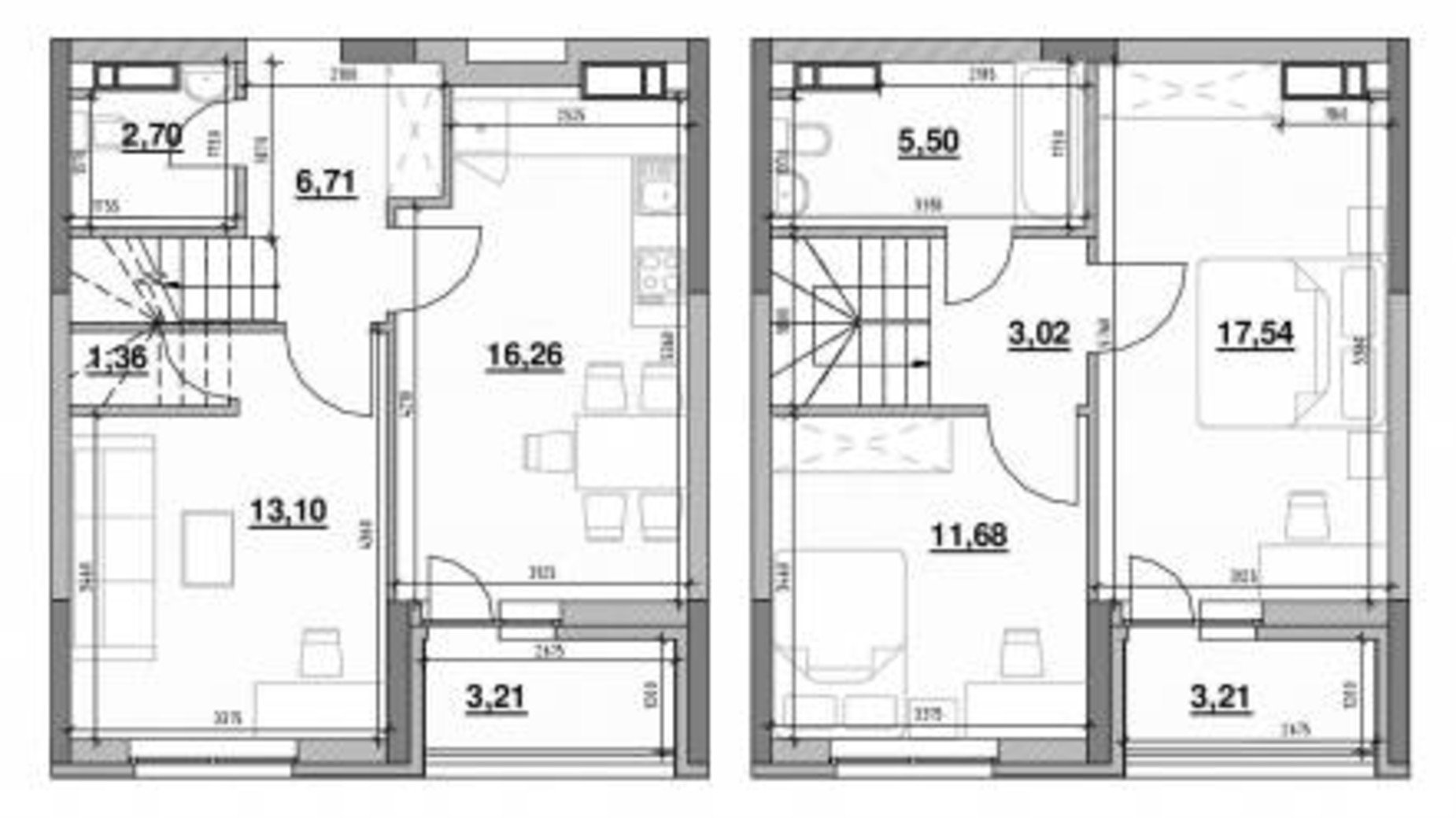 Планування багато­рівневої квартири в ЖК Ok'Land 84.29 м², фото 298425