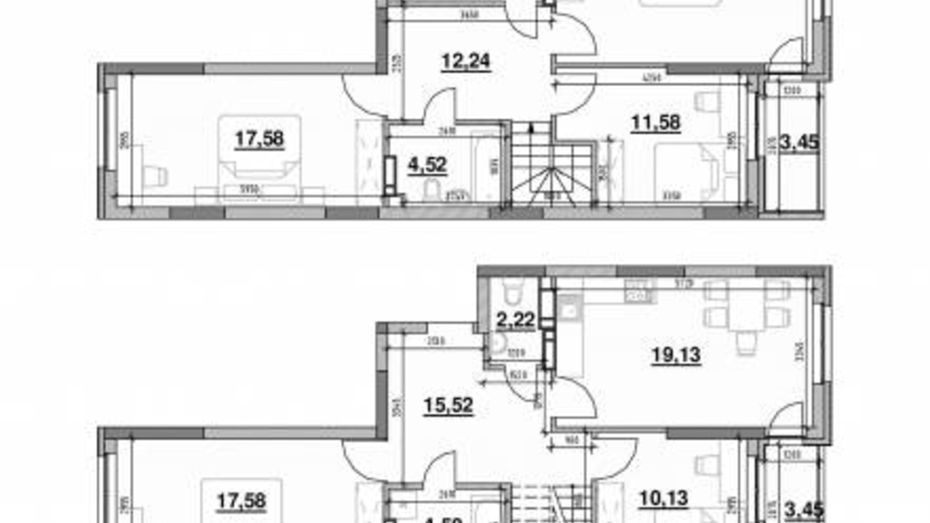 Планировка много­уровневой квартиры в ЖК Ok'Land 147.64 м², фото 298432
