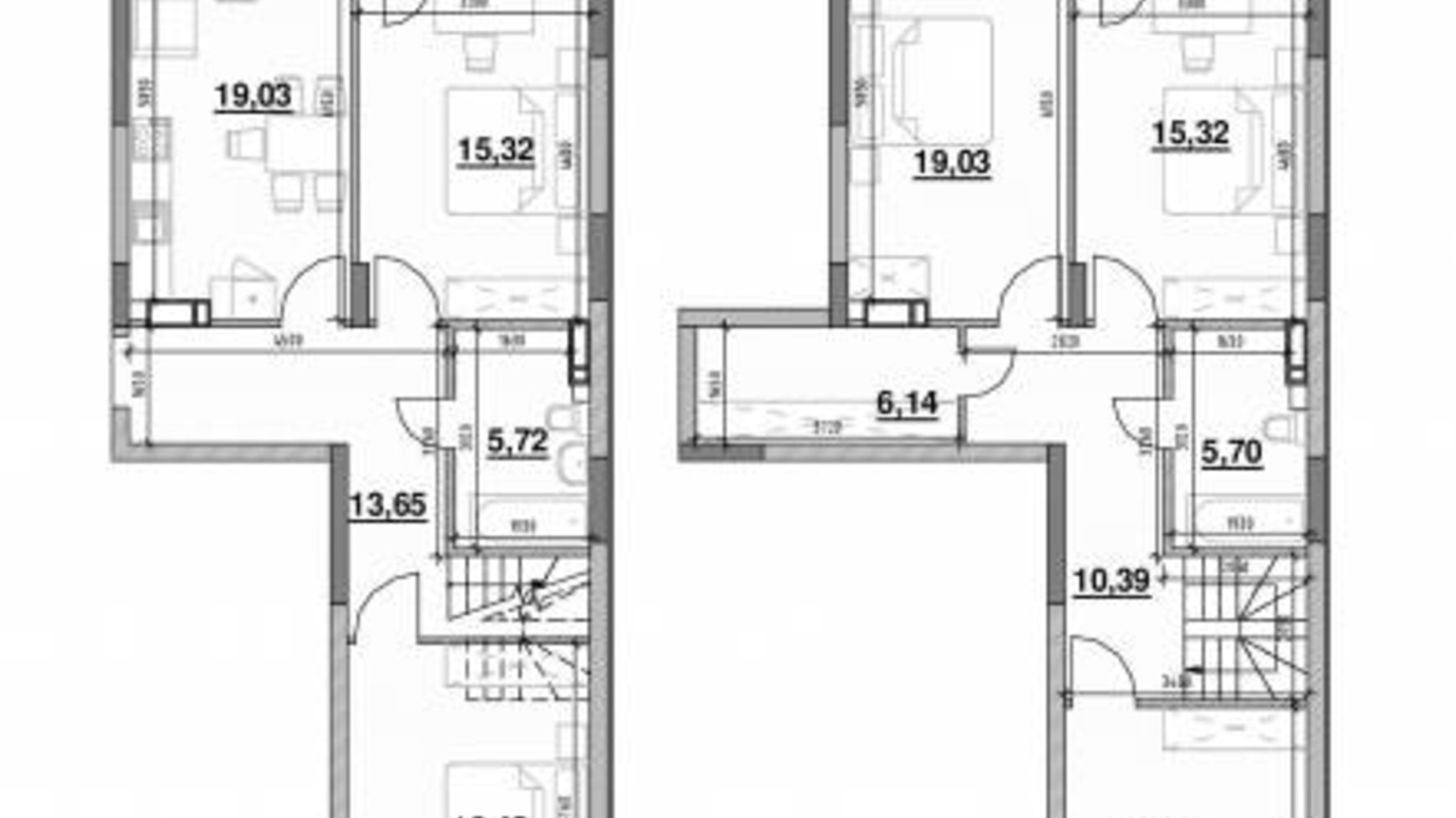 Планування багато­рівневої квартири в ЖК Ok'Land 147.4 м², фото 298434