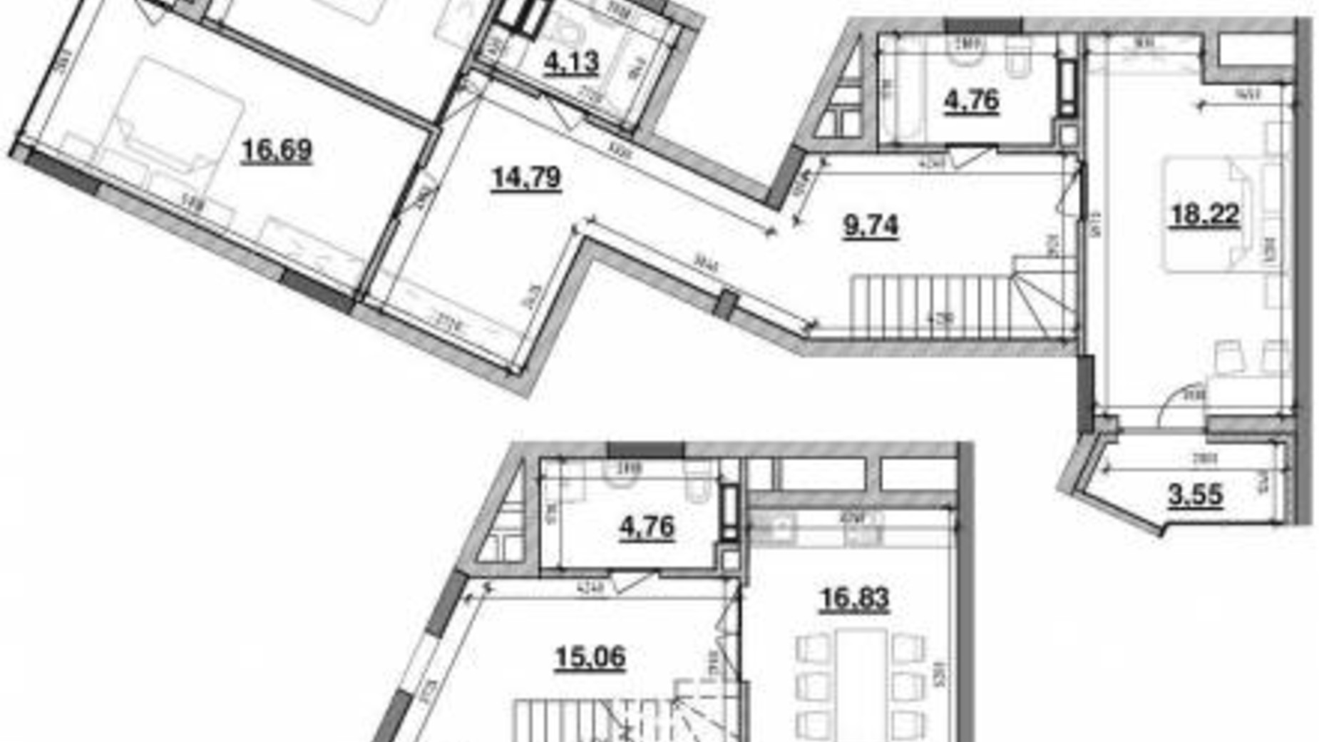 Планування 3-кімнатної квартири в ЖК Львівська Площа 126.03 м², фото 298730