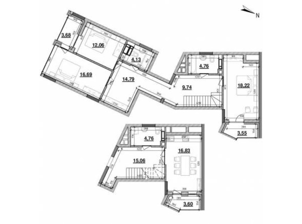 ЖК Львовская площадь: планировка 3-комнатной квартиры 126.03 м²