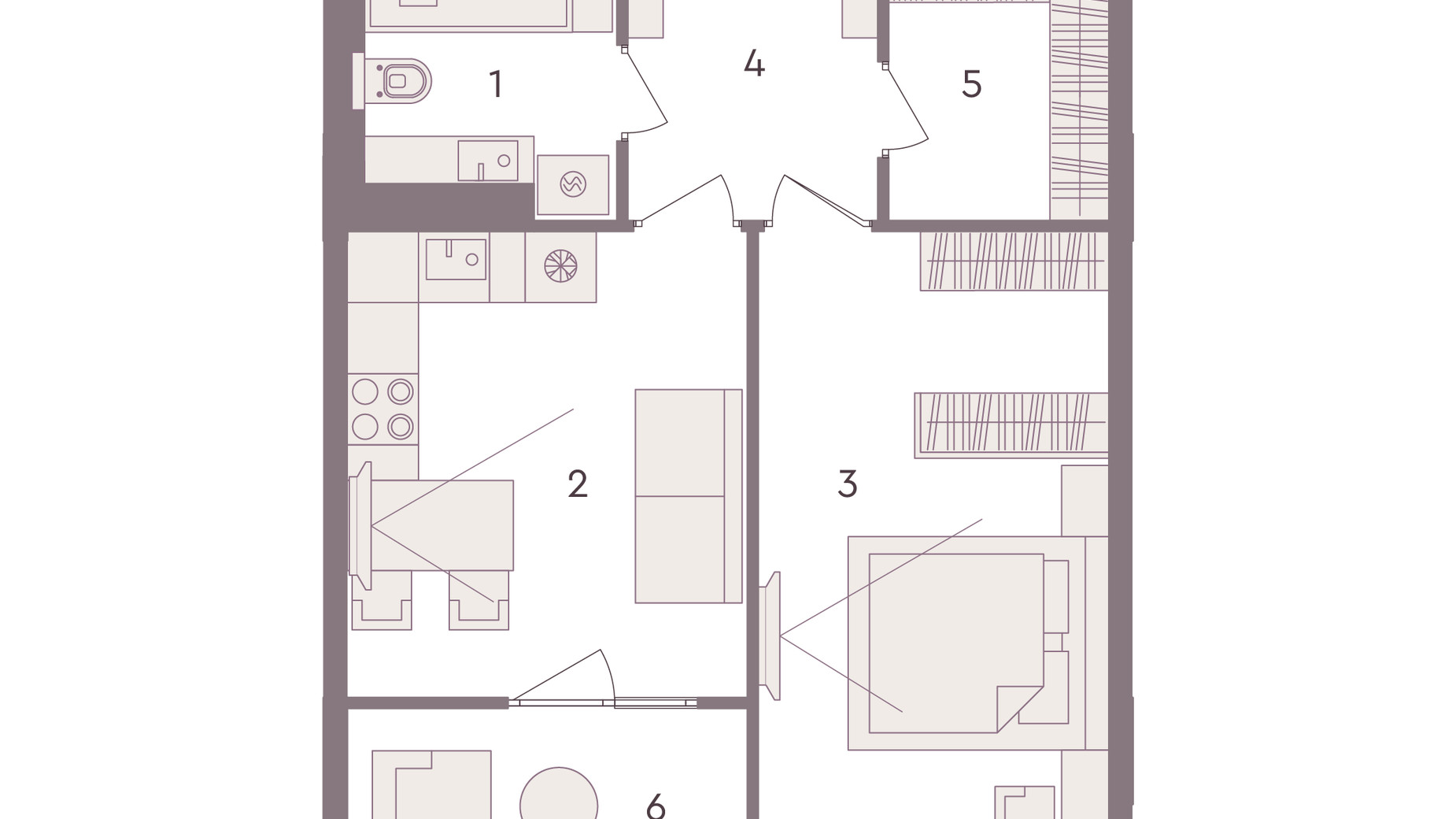 Планування 1-кімнатної квартири в ЖК Senat 50.56 м², фото 298953