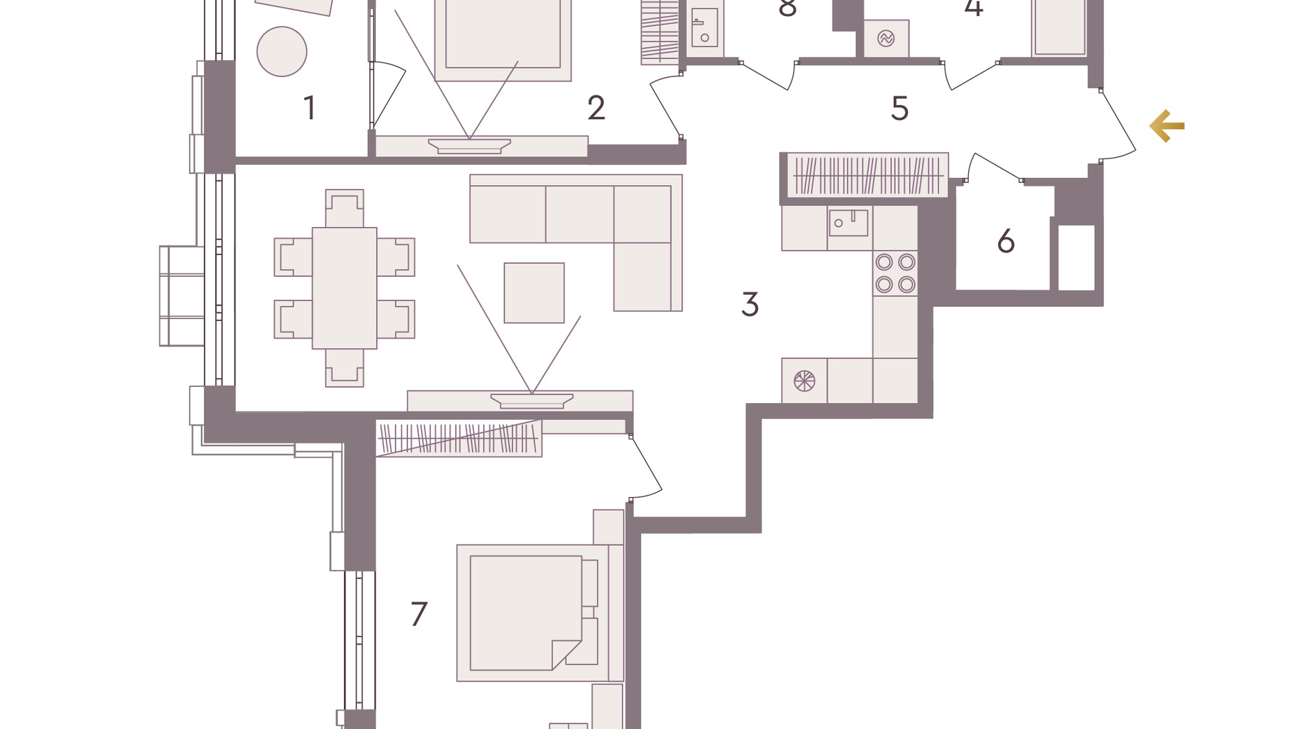 Планування 2-кімнатної квартири в ЖК Senat 90.47 м², фото 298954