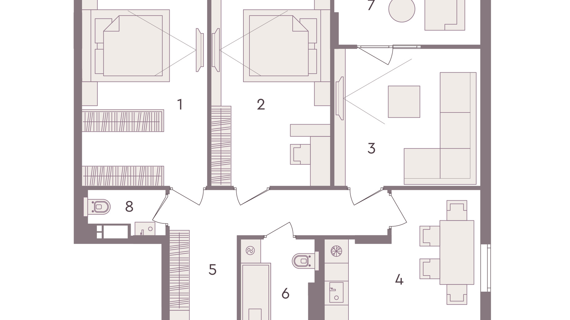 Планировка 3-комнатной квартиры в ЖК Senat 82.38 м², фото 298958