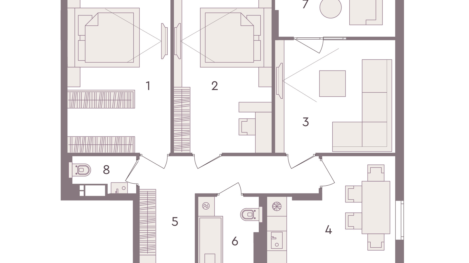 Планировка 3-комнатной квартиры в ЖК Senat 82.38 м², фото 298959