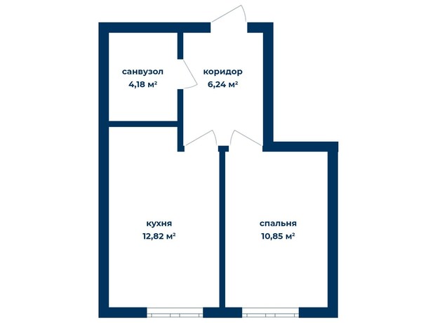 КД Liverpool House: планировка 1-комнатной квартиры 32.62 м²