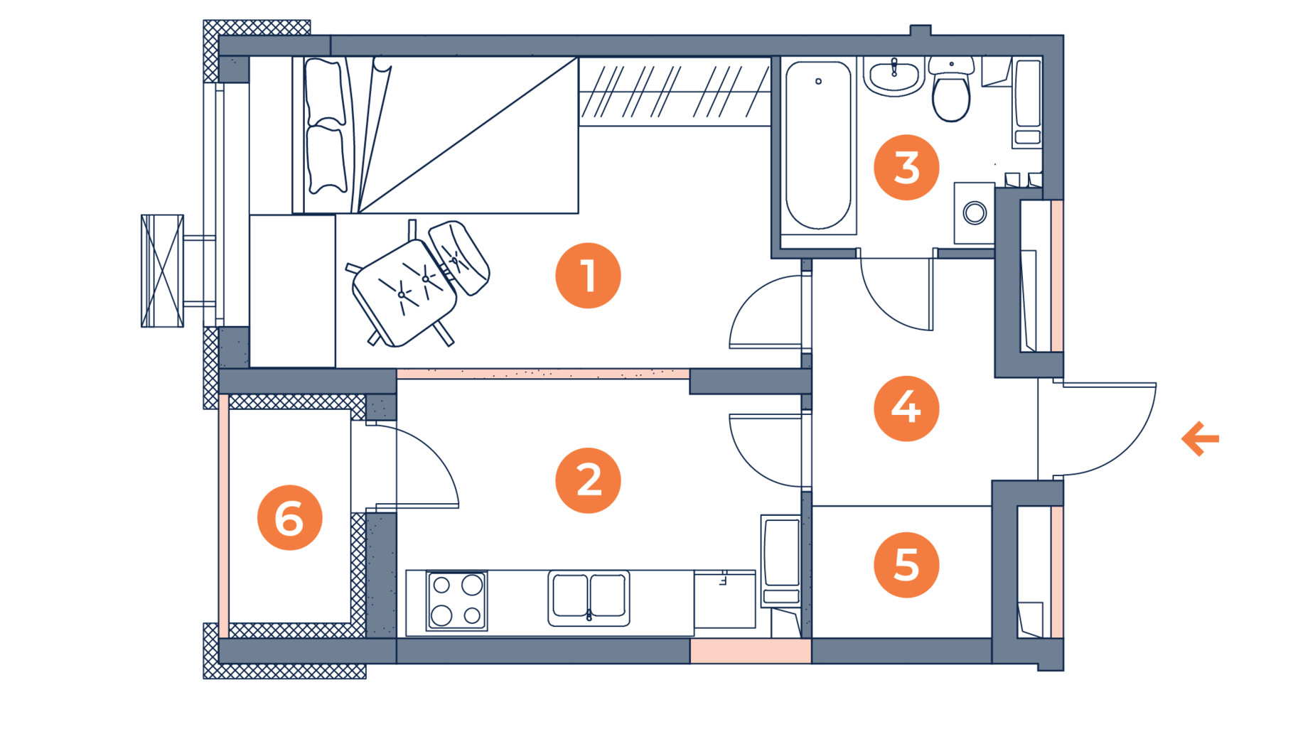 Планировка 1-комнатной квартиры в ЖК Orange City 38.18 м², фото 299219