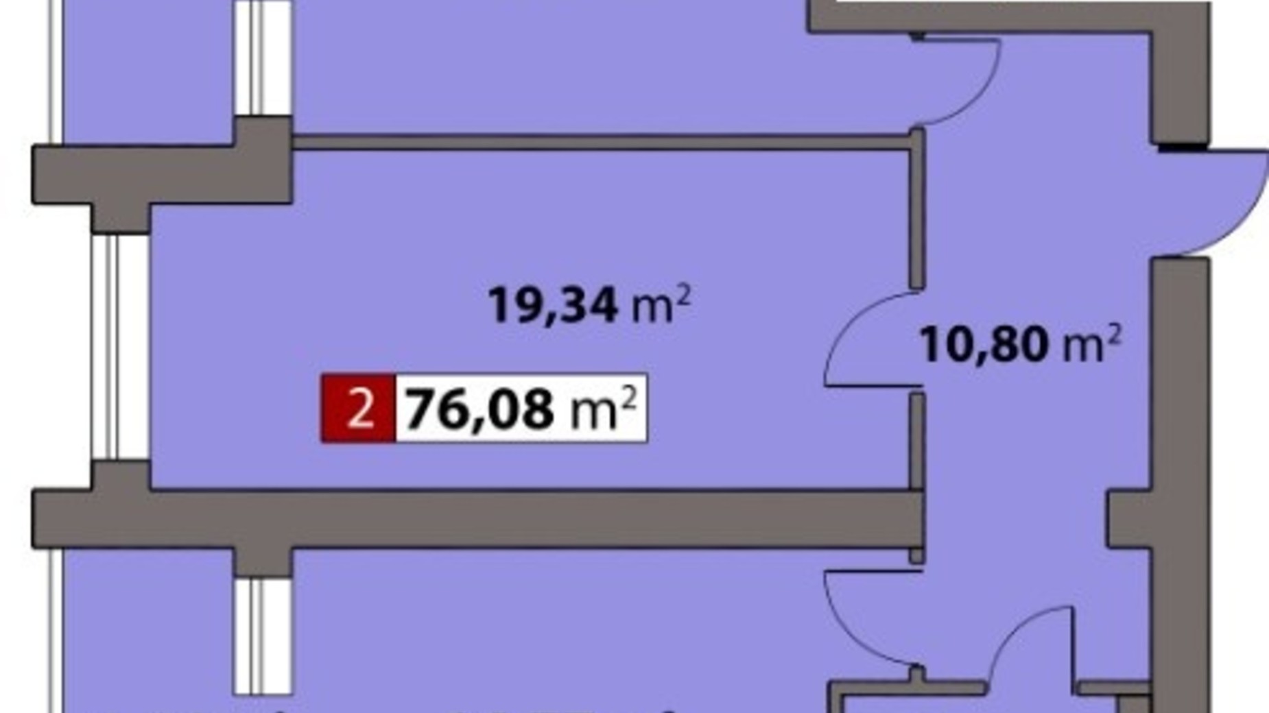 Планировка 2-комнатной квартиры в ЖК Парковый на Днепре 76.08 м², фото 299255