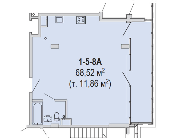 Апарт-комплекс Port City: планировка 2-комнатной квартиры 68.52 м²