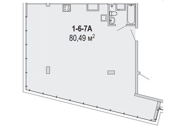 Апарт-комплекс Port City: планування 3-кімнатної квартири 80.49 м²