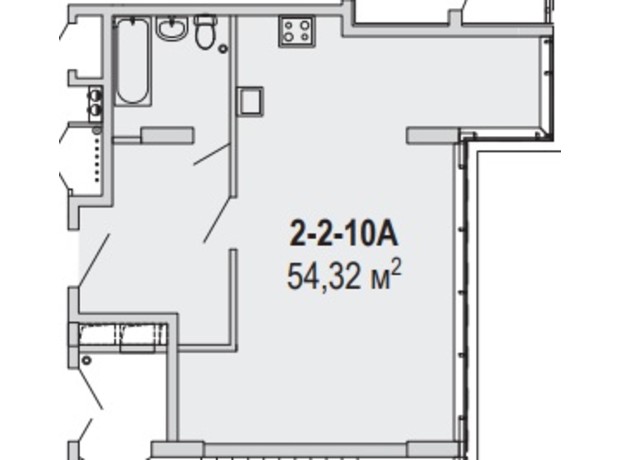 Апарт-комплекс Port City: планування 2-кімнатної квартири 54.32 м²