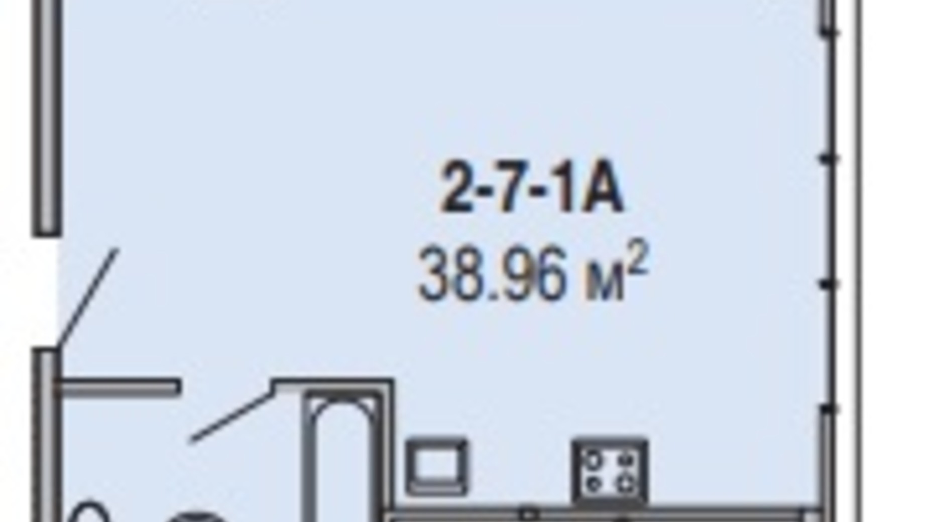 Планировка 1-комнатной квартиры в Апарт-комплекс Port City 38.96 м², фото 299329