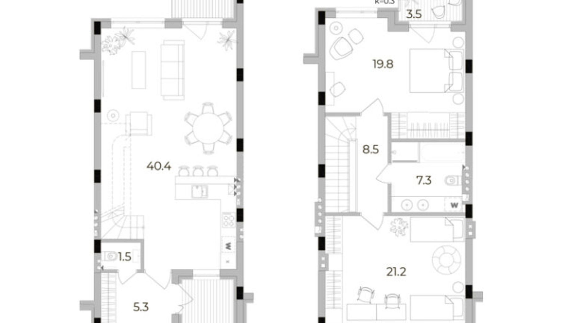 Планування таунхауса в Таунхаус Eastville 104 м², фото 299508