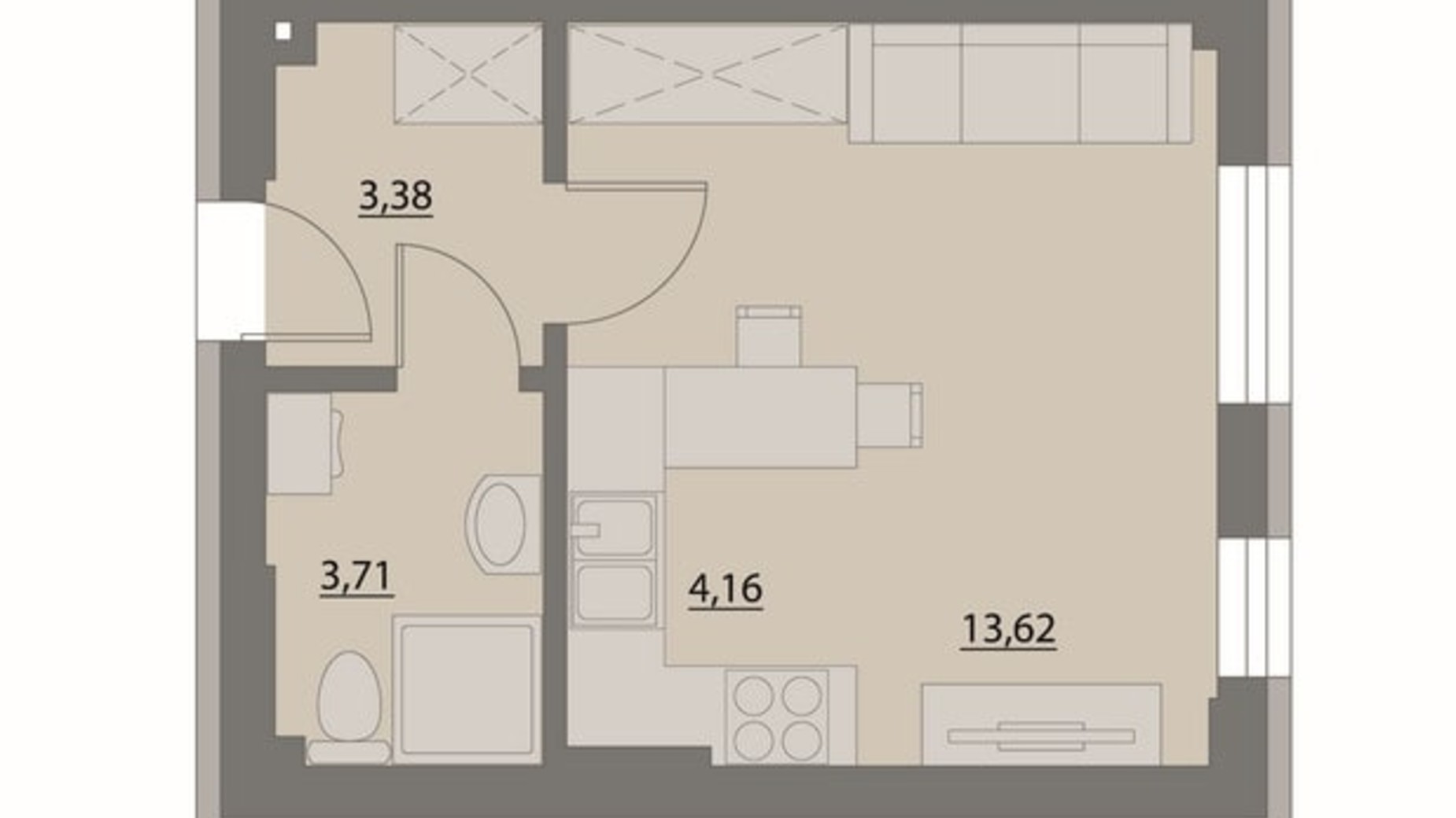 Планировка 1-комнатной квартиры в Апарт-комплекс X-point 53.42 м², фото 299585