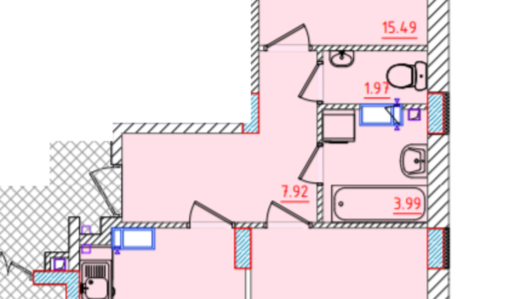 Планировка 2-комнатной квартиры в ЖК Цветной бульвар 61.69 м², фото 299631