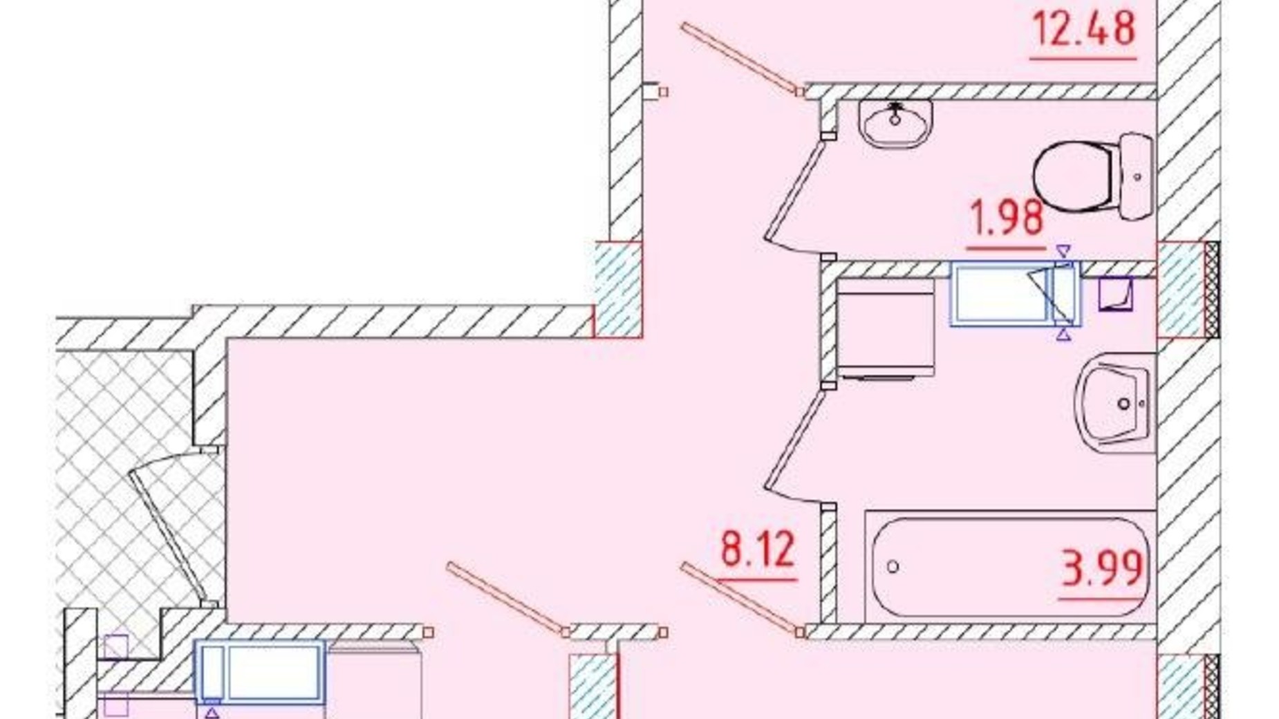 Планування 2-кімнатної квартири в ЖК Цветной бульвар 58.2 м², фото 299635